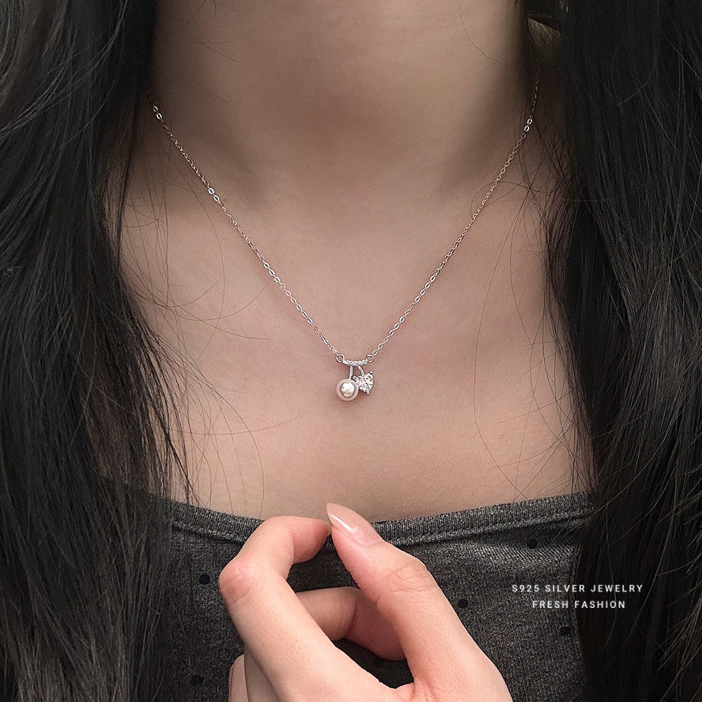 C廠 韓國韓版氣質櫻桃珍珠S925純銀項鍊 批發 折扣@洽客服 26.01.W1「A4844」