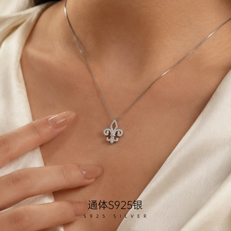 C廠 韓系鳶尾花S925純銀項鍊批發 折扣@洽客服 26.08.W3「NS3681」