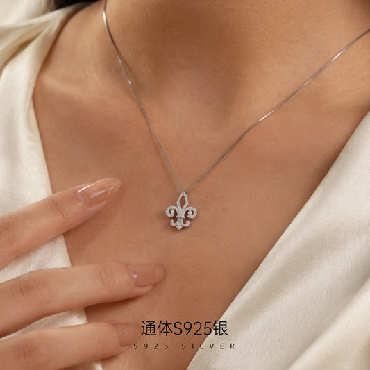 C廠 韓系鳶尾花S925純銀項鍊批發 折扣@洽客服 26.08.W3「NS3681」