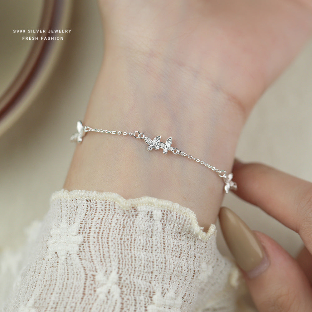 C廠 韓國韓版條紋蝴蝶S999純銀手鍊 批發 折扣@洽客服 25.12.W1「L1235」