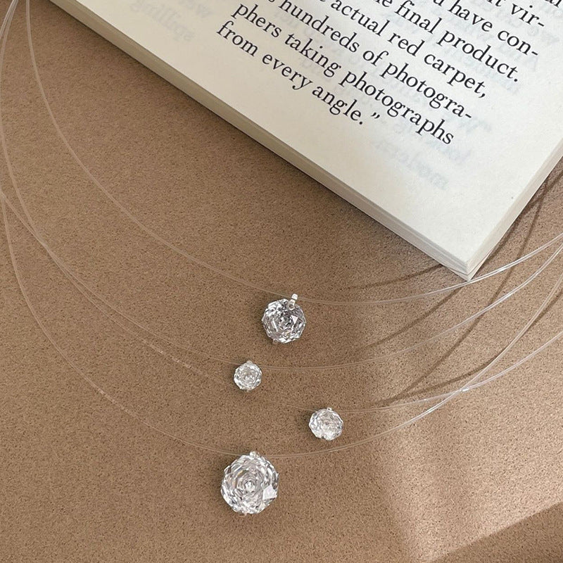 C2廠 韓國韓版玫瑰切人魚淚隱形魚線項鍊 批發 折扣@洽客服 25.10.W5「DQ2212N」