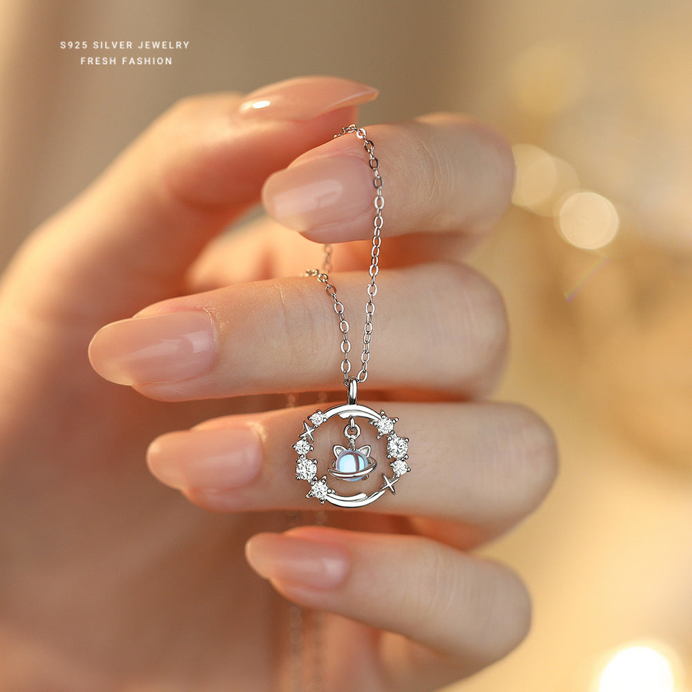 C廠 韓國韓版幻彩貓星球S925純銀項鍊 批發 折扣@洽客服 25.12.W3「YA0521」