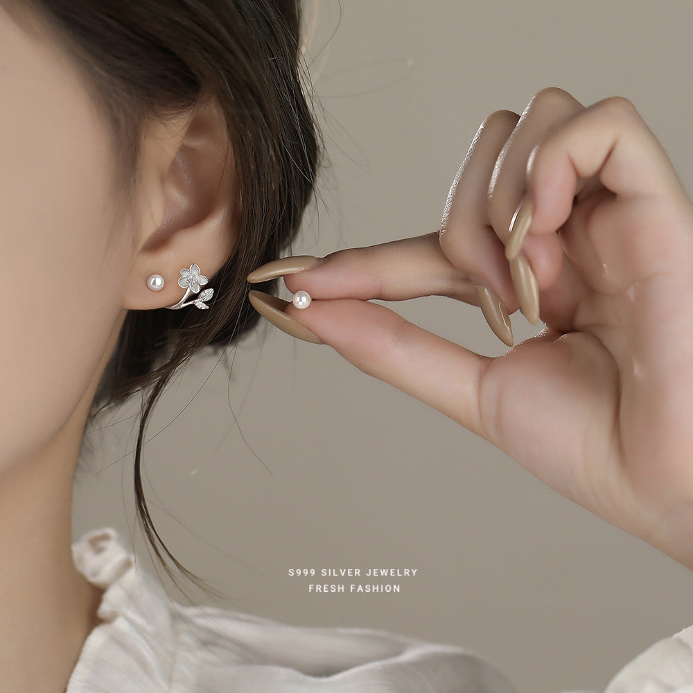 C廠 韓國韓版珍珠花朵S999純銀耳環 批發 折扣@洽客服 25.12. W2「E5866」