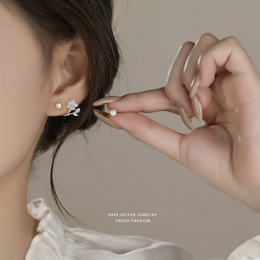 C廠 韓國韓版珍珠花朵S999純銀耳環 批發 折扣@洽客服 25.12. W2「E5866」