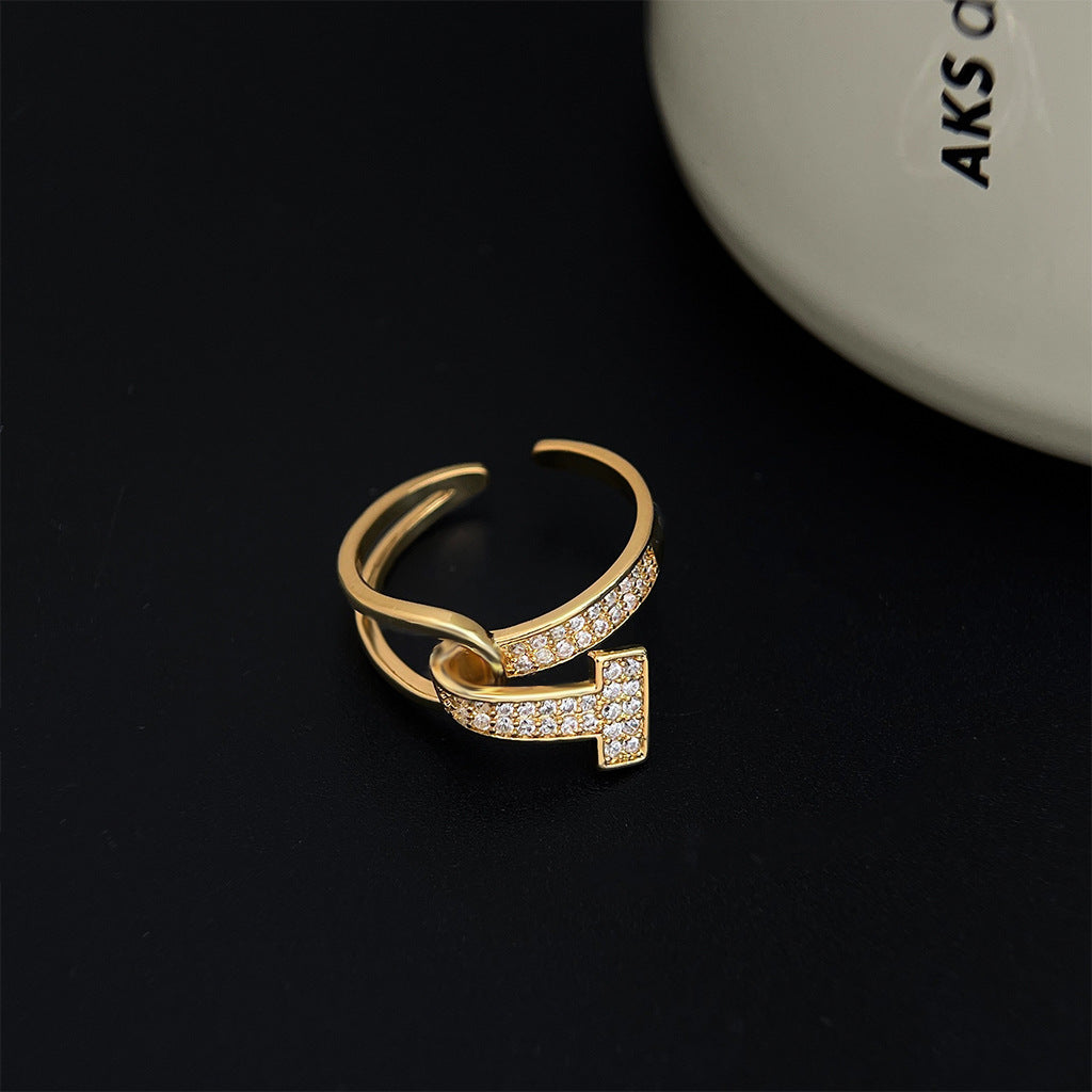 A廠 日韓款 T形鋯石開口戒指 批發 折扣@洽客服 25.11.W1「2398」