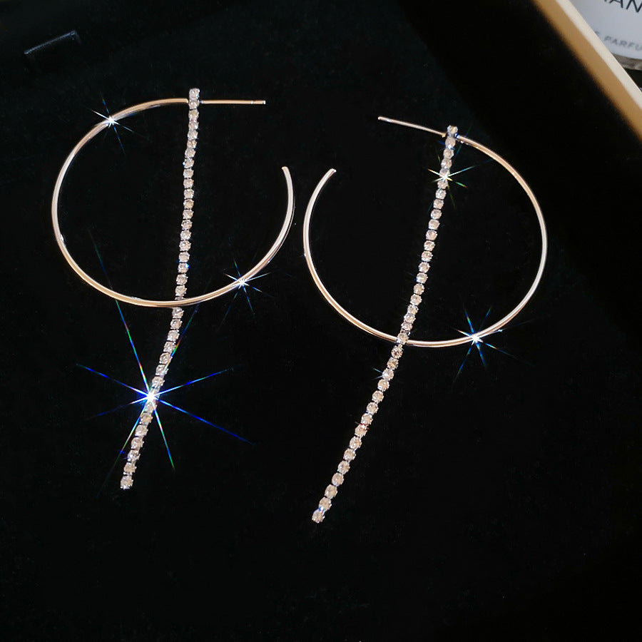 A2廠 韓國韓版鑲鑽圓形流蘇銀針耳環 批發 折扣@洽客服 25.12.W4「HE29662」