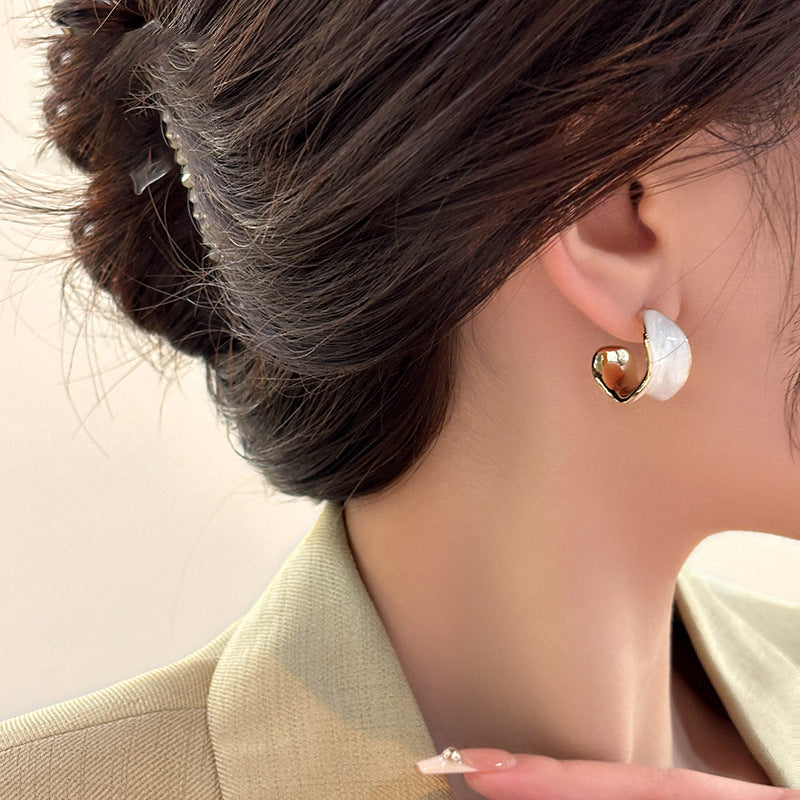 A2廠 韓國韓版滴油C形凹面電鍍18K真金銀針耳環 批發 折扣@洽客服 25.10.W5「WE4871」