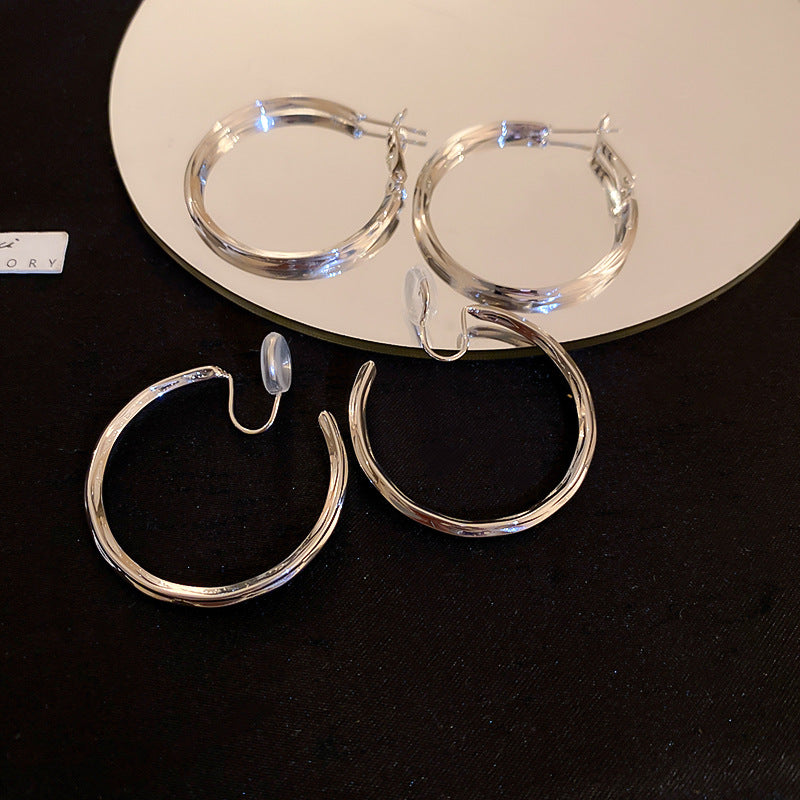 A2廠  韓國圓圈金屬風素圈銀針銀針耳環「HE14735」23.11.W1