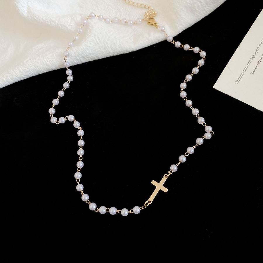 A2廠 韓國韓版十字架吊墜珍珠項鍊 批發 折扣@洽客服 25.12.W3「HN10733」