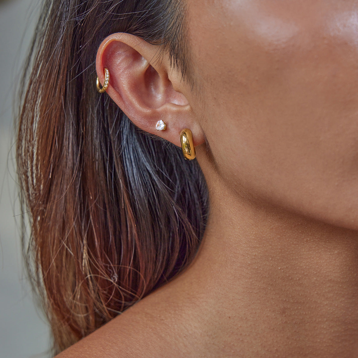 B廠 歐美款 AURORA 鈦鋼鍍18K金耳環 批發 折扣@洽客服 25.12.W1「JDE0305070」