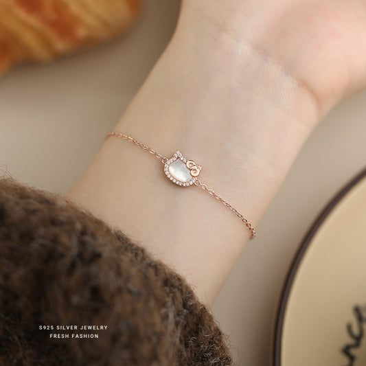 C廠 S925純銀｜韓國韓版白貝母鑲鑽手鍊 26.02.W1「L1294」