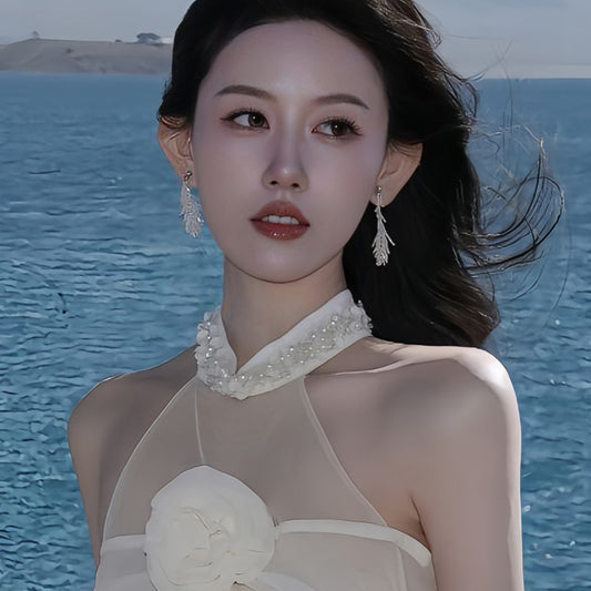 A2廠 韓國韓版貓眼石羽毛流蘇銀針耳環 批發 折扣@洽客服 25.07.W4「WE2985」