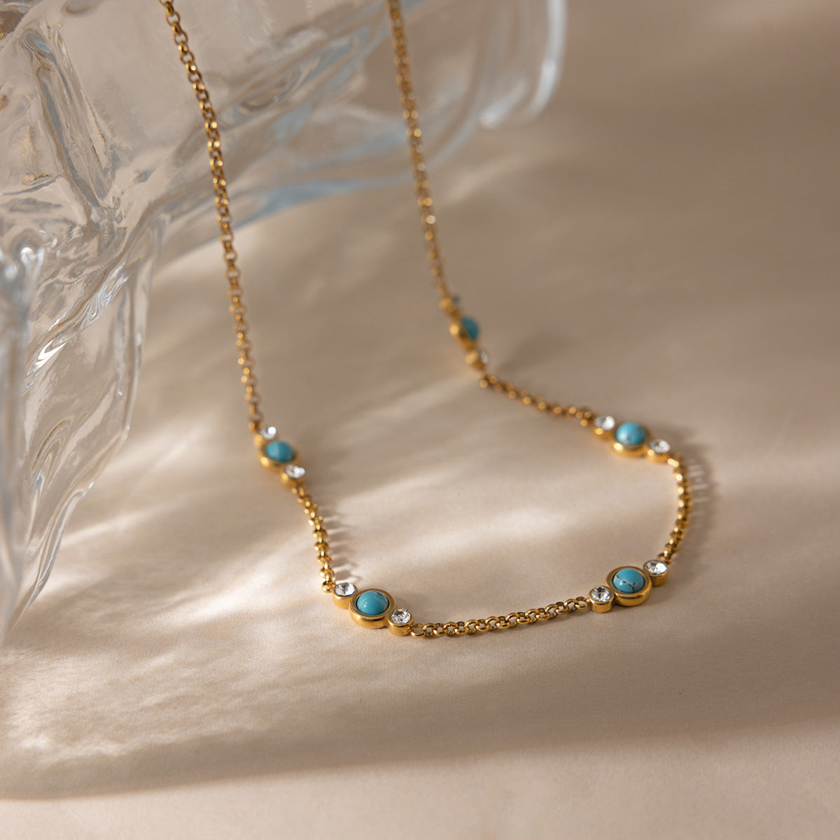 B廠 歐美款 藍松石鈦鋼鍍18K金項鍊 批發 折扣@洽客服 26.02.W3「JDN0311112」