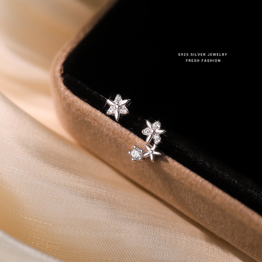 C廠 韓國韓版清新鋯石小花S925純銀耳環 批發 折扣@洽客服 26.01.W1「E6032」