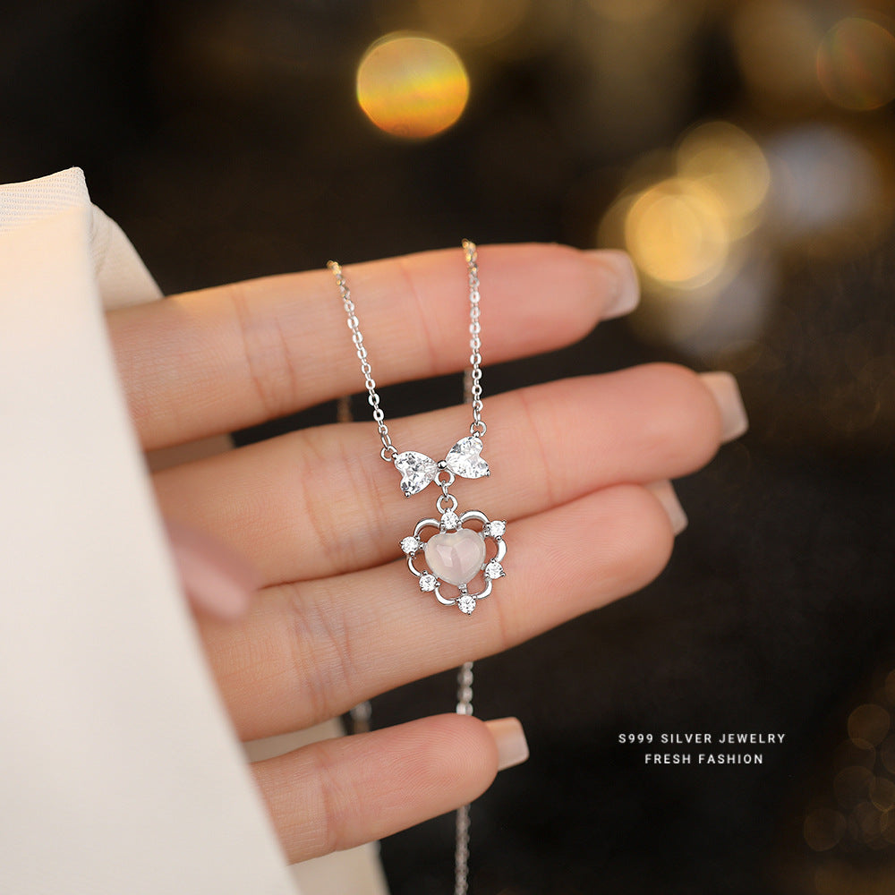 C廠 韓國韓版蝴蝶結愛心S999純銀項鍊 批發 折扣@洽客服 25.11.W1「A4536」