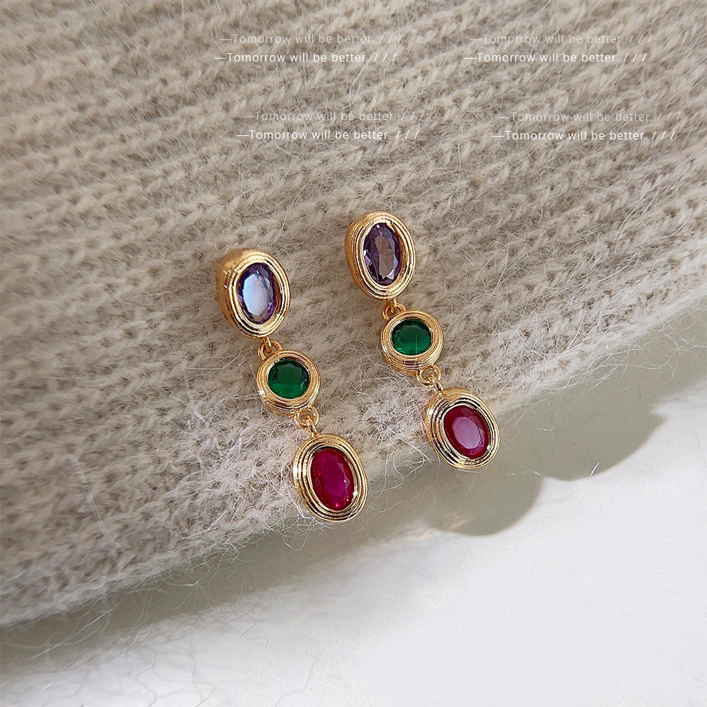 A廠 日韓款浪漫彩色鋯石銀針耳環 批發 折扣@洽客服 25.11.W4「3556」