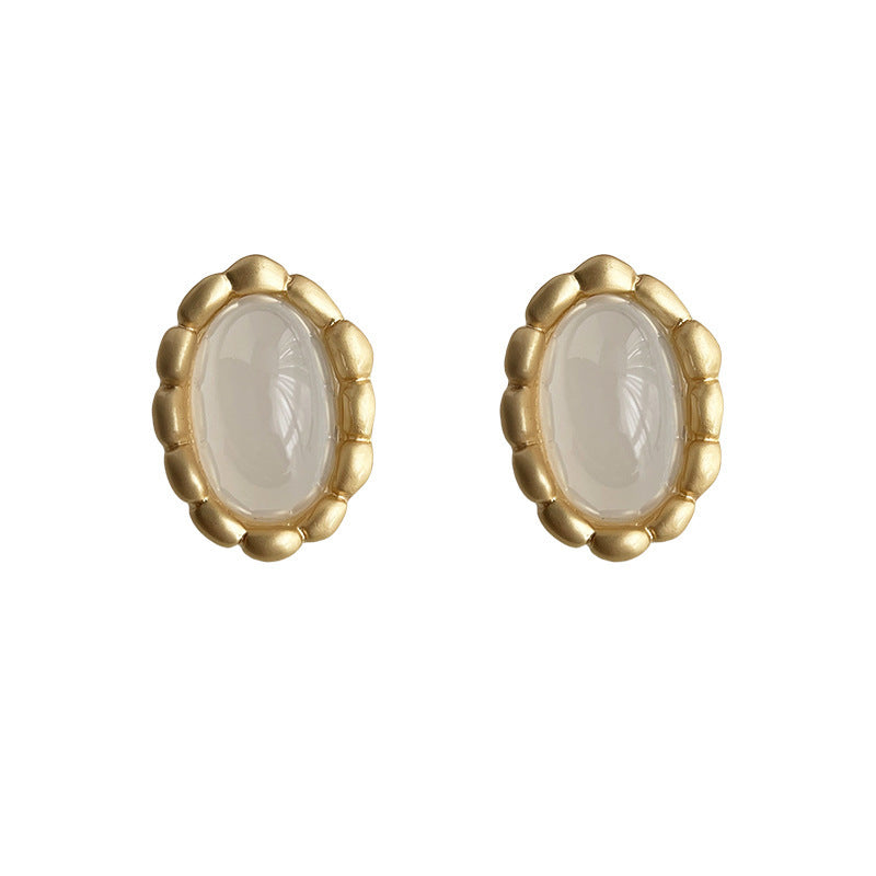 A廠 日韓款極簡主義啞金橢圓銀針耳環 批發 折扣@洽客服 25.11.W4「4806」