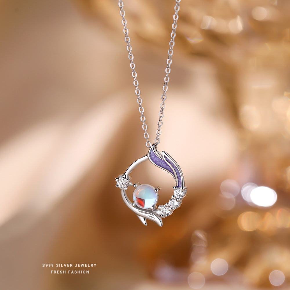 C廠 韓國韓版月光石魚尾S999純銀項鍊 批發 折扣@洽客服 25.11.W3「A4600」