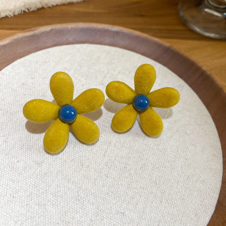 A2廠 韓國韓版壓克力植絨花朵銀針耳環 批發 折扣@洽客服 25.11.W2「HE29154」