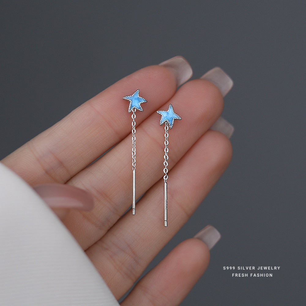 C廠 韓國韓版藍色小海星S999純銀耳線 批發 折扣@洽客服 24.11.W2「E5322」