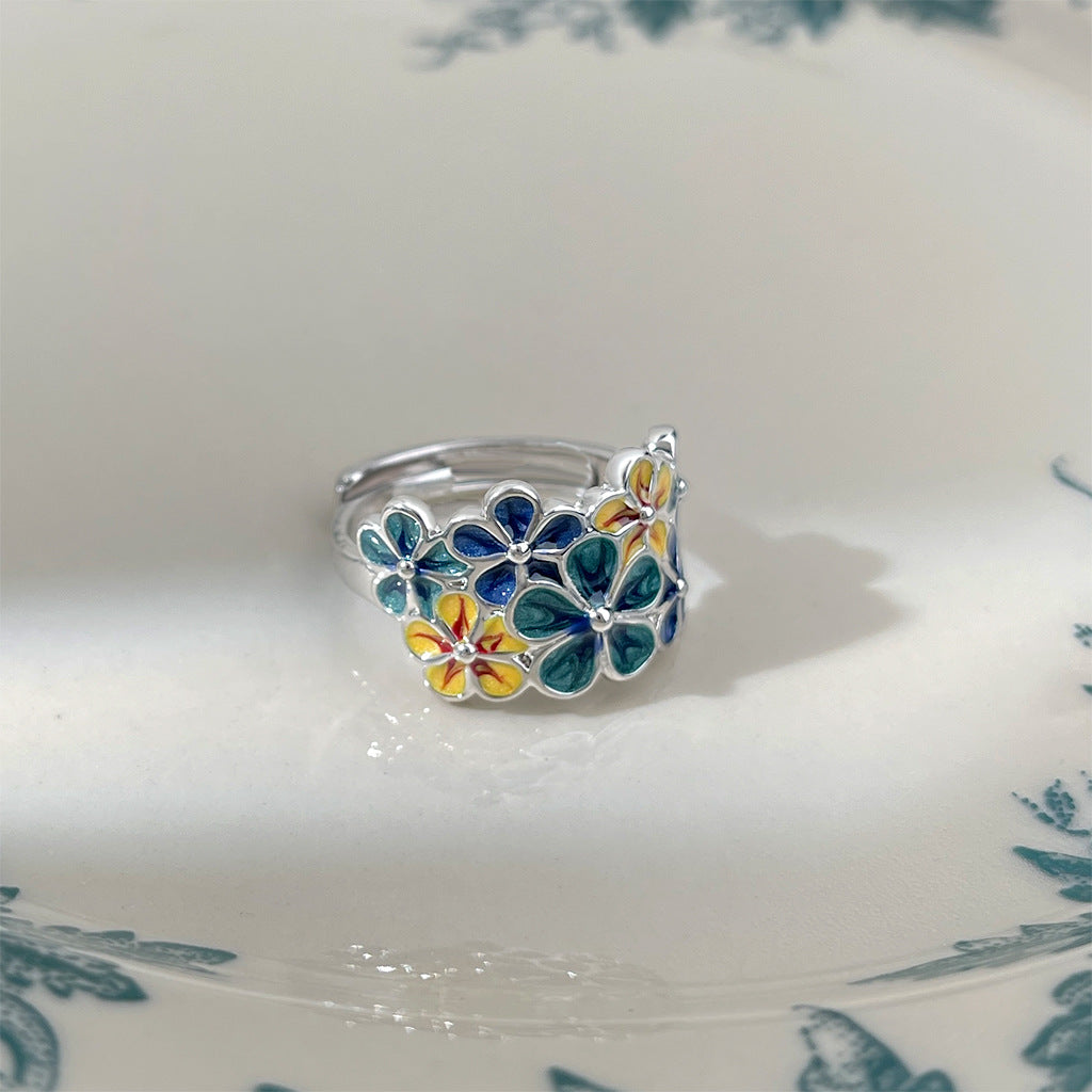 A廠 日韓款琺瑯滴油花銅鍍白金戒指 批發 折扣@洽客服 25.12.W2「6235」