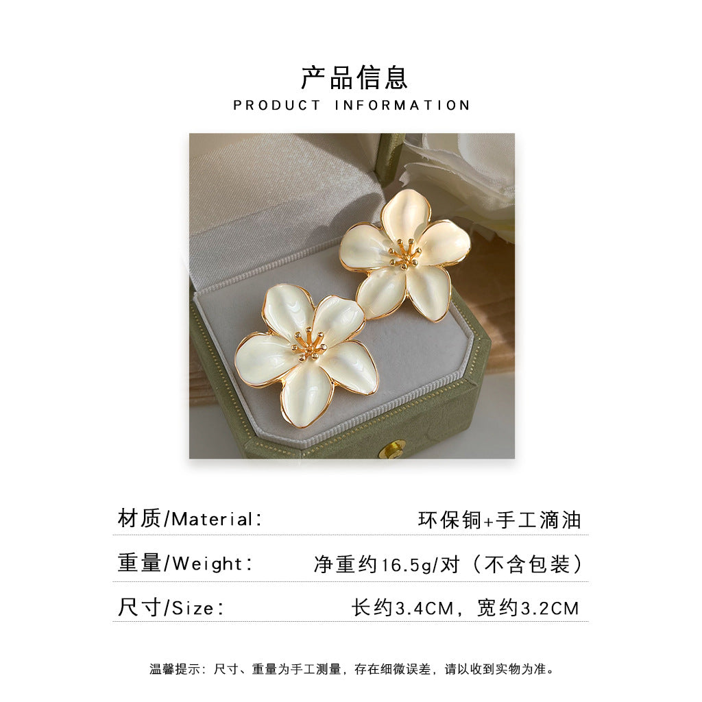 A廠 日韓款 琺瑯滴釉大花朵銀針耳環批發 折扣@洽客服 26.06.W2「5745」