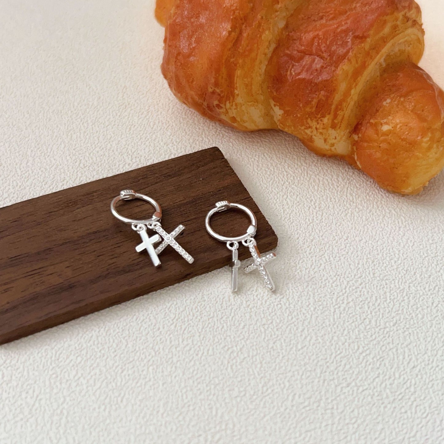 C3廠 韓國韓版S925純銀｜雙層十字架耳環 批發 折扣@洽客服 26.02.W3「ES197」