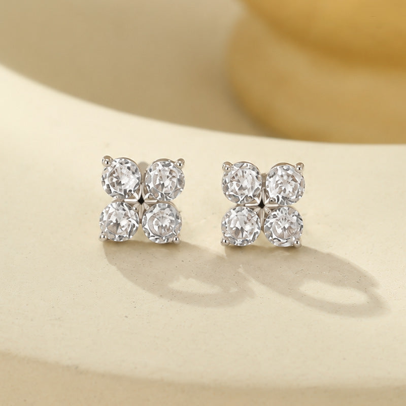 C廠 韓系滿鑽幸運四葉草S925純銀耳環批發 折扣@洽客服 26.08.W3「ES3986-ES3987--ES3988-ES3989」