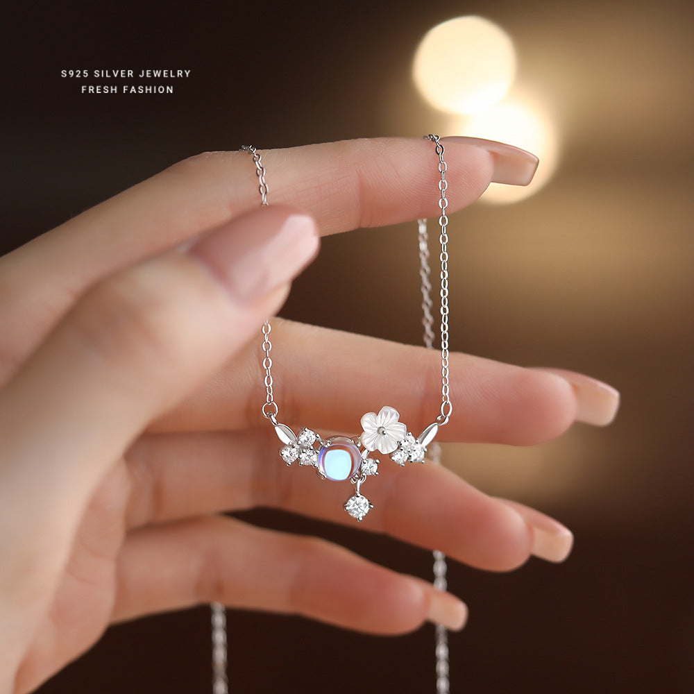 C廠 韓國韓版月光石山茶花S925純銀項鍊 批發 折扣@洽客服 25.11.26「A4629」