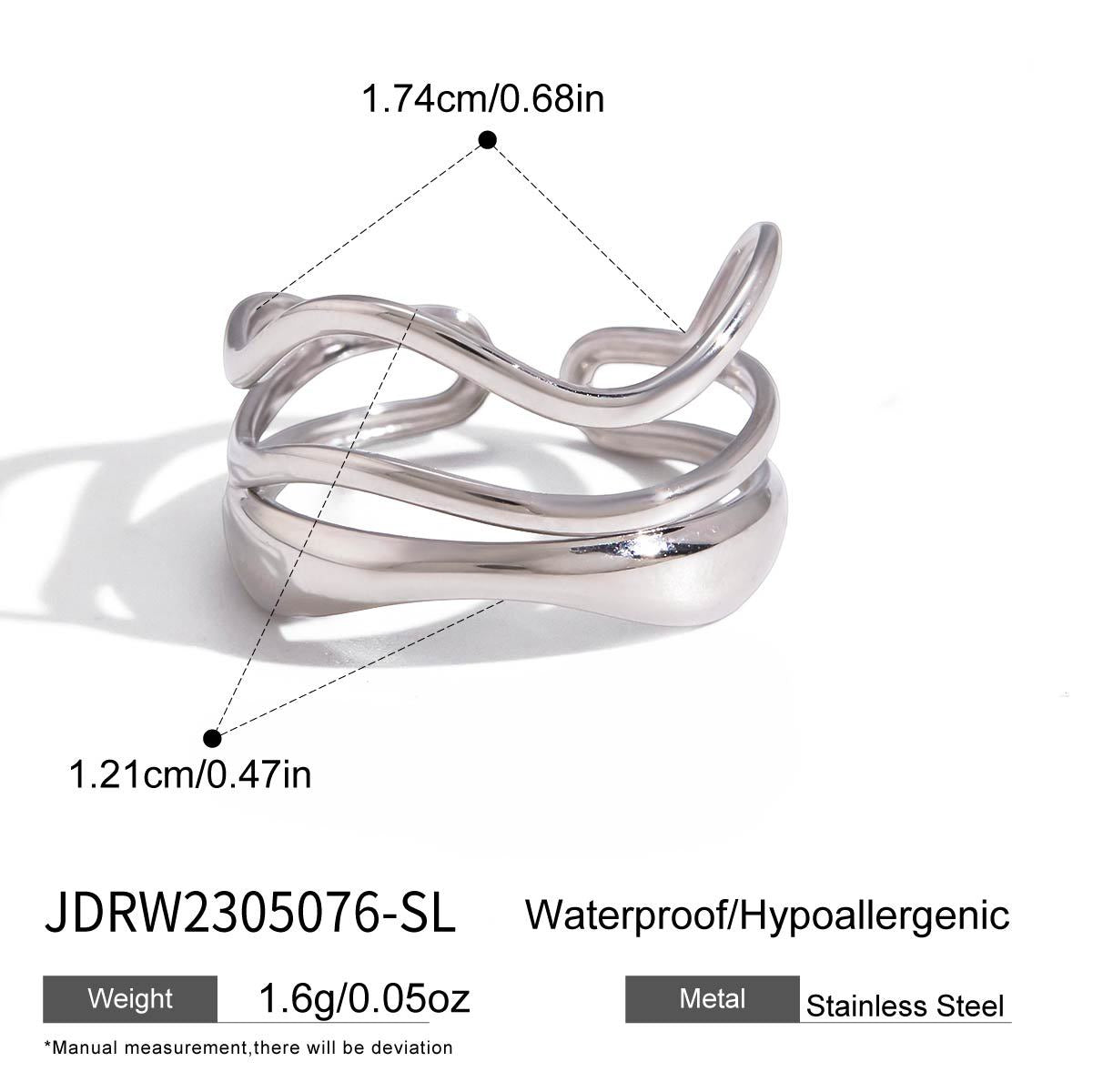 B廠 歐美款多層水波紋鋼色鈦鋼鍍18K金戒指批發 折扣@洽客服 26.03.W2「JDRW2305076-SL」