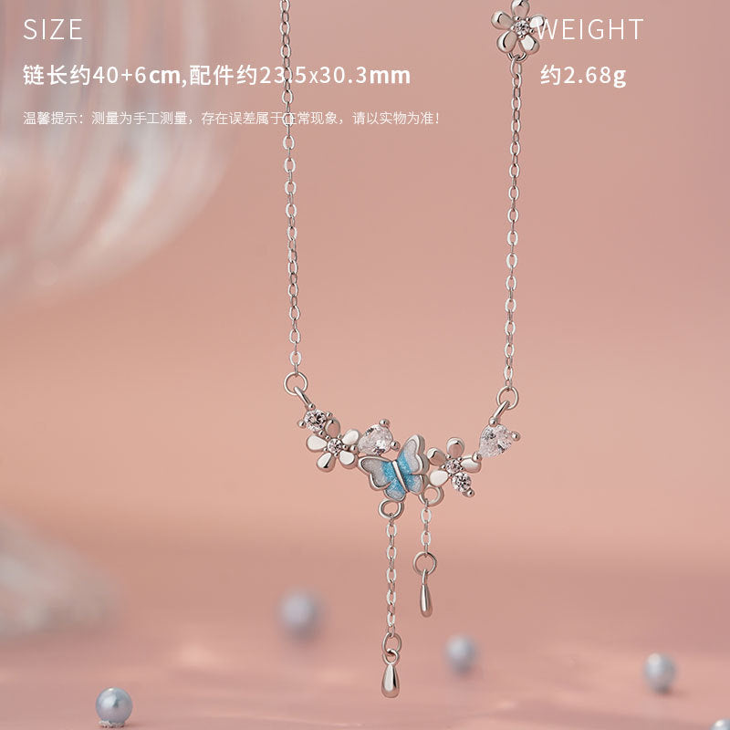 C廠 韓系花間蝶語S999足銀耳環 2&項鍊 批發 折扣@洽客服 25.07.W2「YC1116N_1，YC9032E_1」