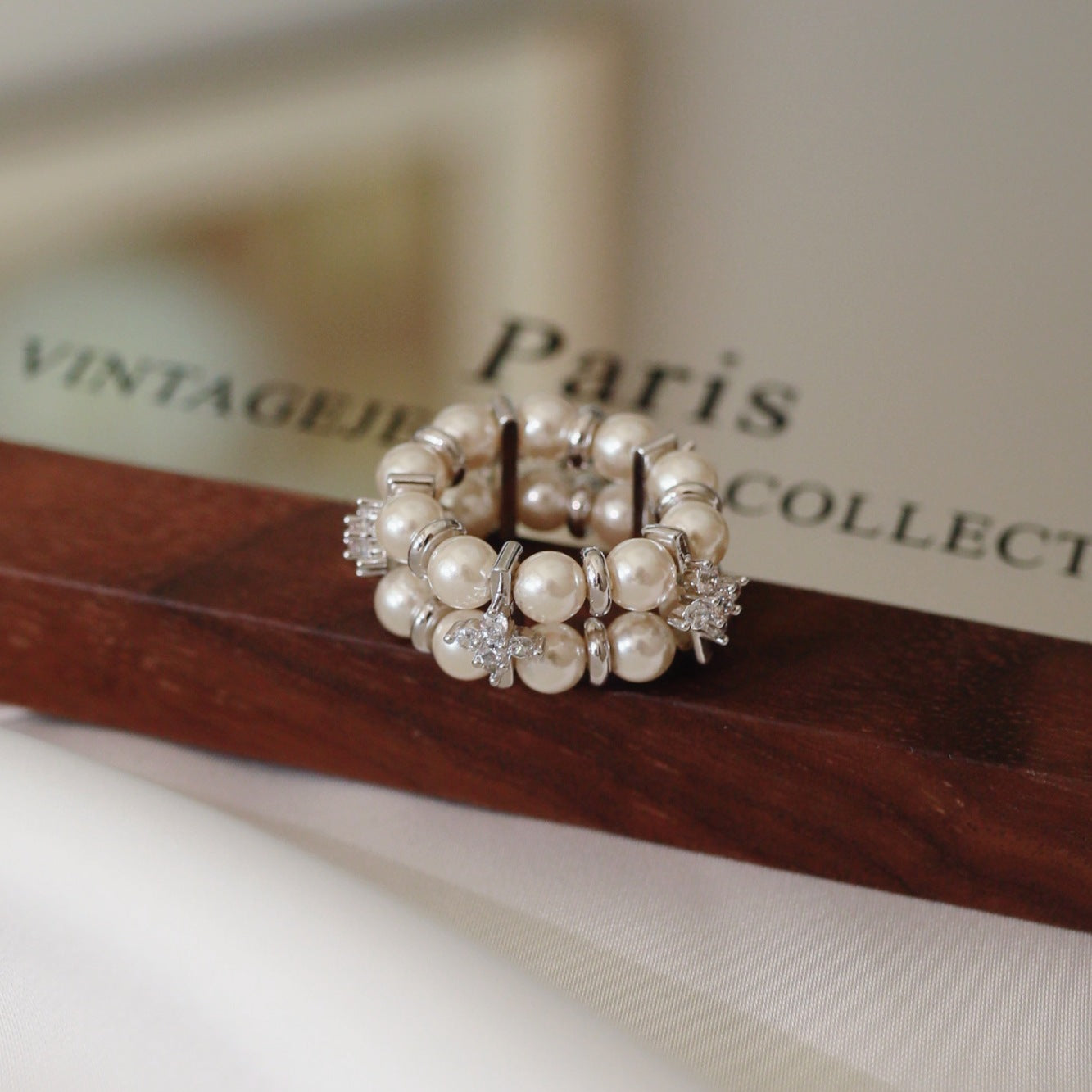 A2廠 韓國韓版花朵雙層珍珠彈性戒指 批發 折扣@洽客服 25.12.W3「WR549」