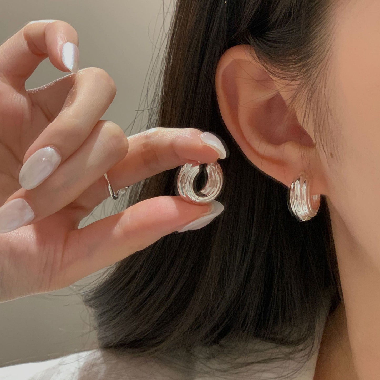 C2廠 韓國韓版多環圈S925純銀耳環 批發 折扣@洽客服 25.10.W5「SE2494」