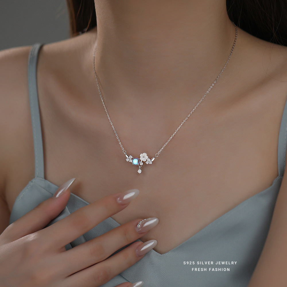 C廠 韓國韓版月光石山茶花S925純銀項鍊 批發 折扣@洽客服 25.11.26「A4629」