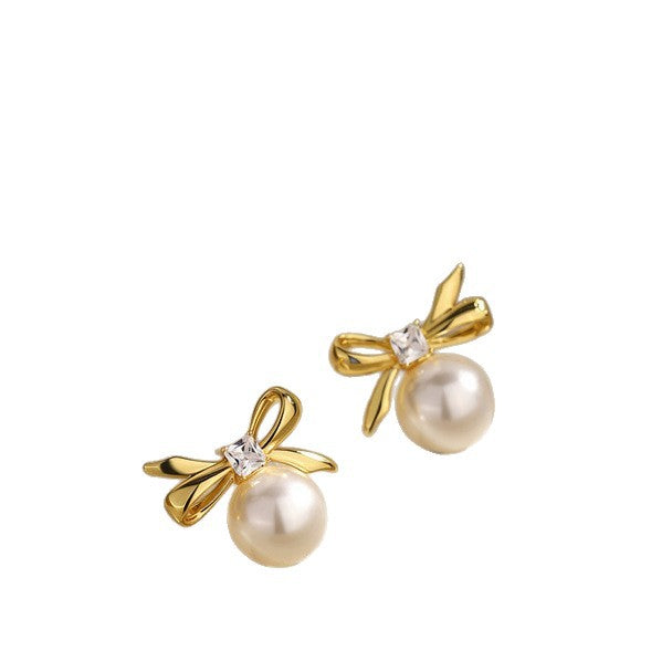 A2廠 韓國韓版 鋯石圓形蝴蝶結珍珠耳環批發 折扣@洽客服 26.03.W2「HE30873」