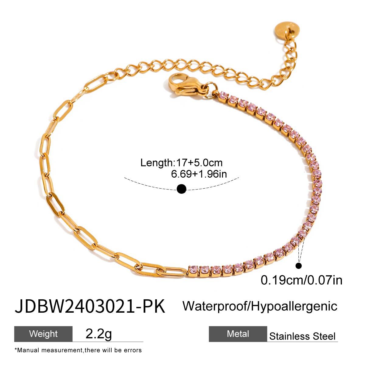 B廠 歐美款EMMA 鈦鋼18K金手鍊「JDBW2403021-PK」