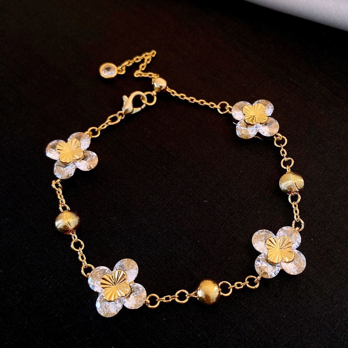 A2廠 韓國韓版鋯石圓形花朵可調式手鍊 批發 折扣@洽客服 25.12.W2「WB1830」