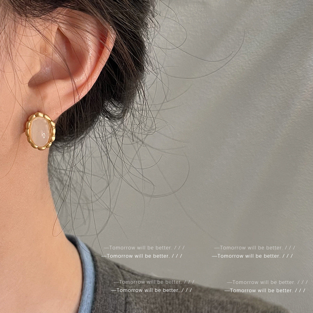 A廠 日韓款極簡主義啞金橢圓銀針耳環 批發 折扣@洽客服 25.11.W4「4806」