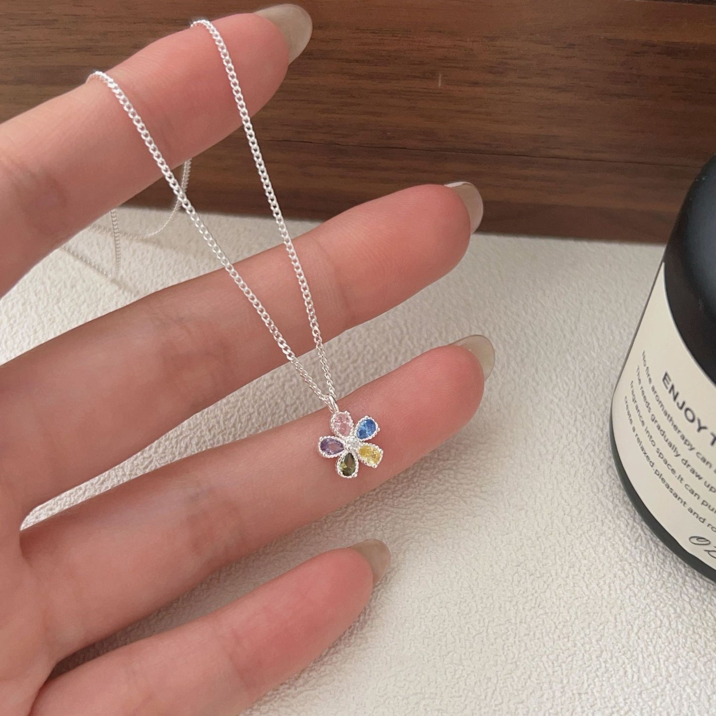 C3廠 韓國韓版彩石小花S925純銀項鍊 批發 折扣@洽客服 25.10.W5「xl136」