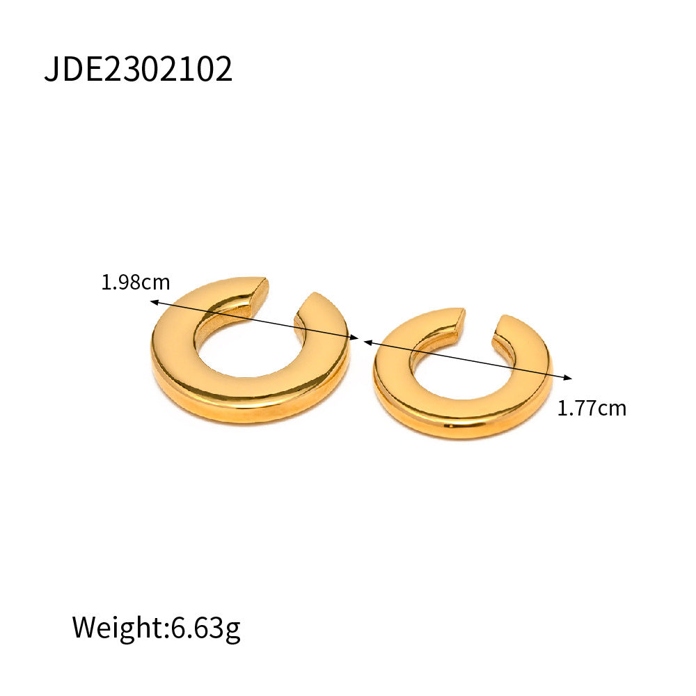 D廠【JDE2302102】歐美風耳環18k鍍金大小c形不銹鋼耳扣 23.06.W2