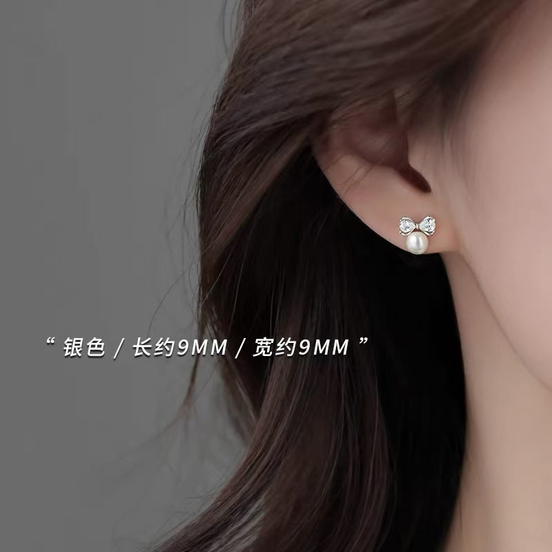 A廠 韓系蝴蝶結珍珠銀針耳環批發 折扣@洽客服 26.07.W3「5888」