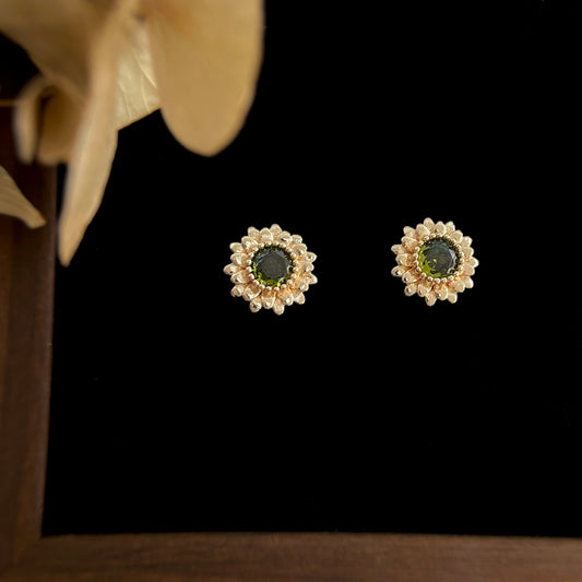 A廠 韓系款 橄欖綠鋯石銀針耳環 批發 折扣@洽客服 26.03.W1「6878」