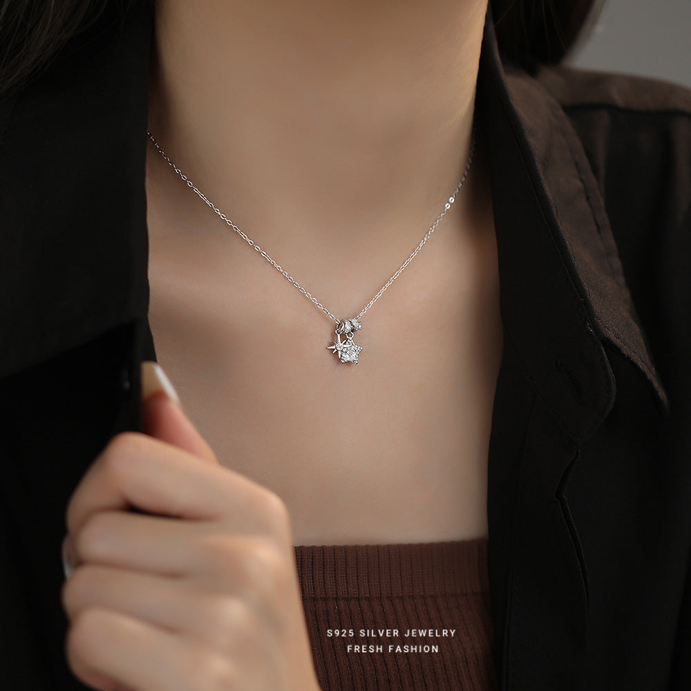 C廠 韓國韓版微鑲五角星S925純銀項鍊 批發 折扣@洽客服 25.11.W1「A4530」