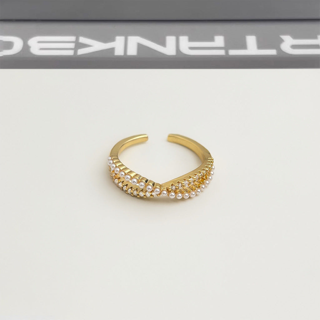 A廠 日韓款 鍍真金鋯石珍珠戒指 批發 折扣@洽客服 25.10.W5「2692」