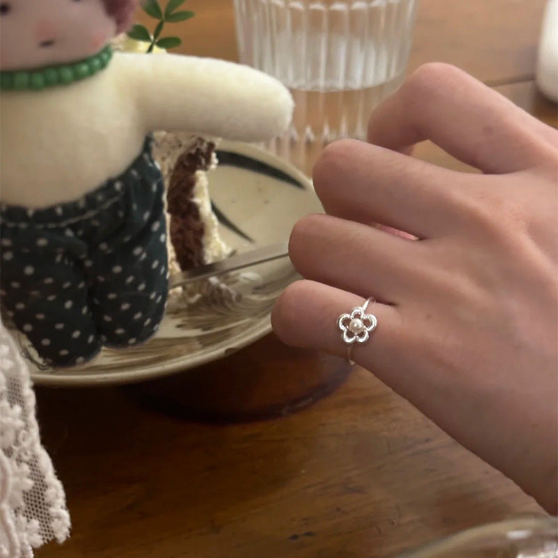 C2廠 韓國韓版仿珍珠花朵S925純銀戒指 批發 折扣@洽客服 25.10.W5「XDQ8258R」