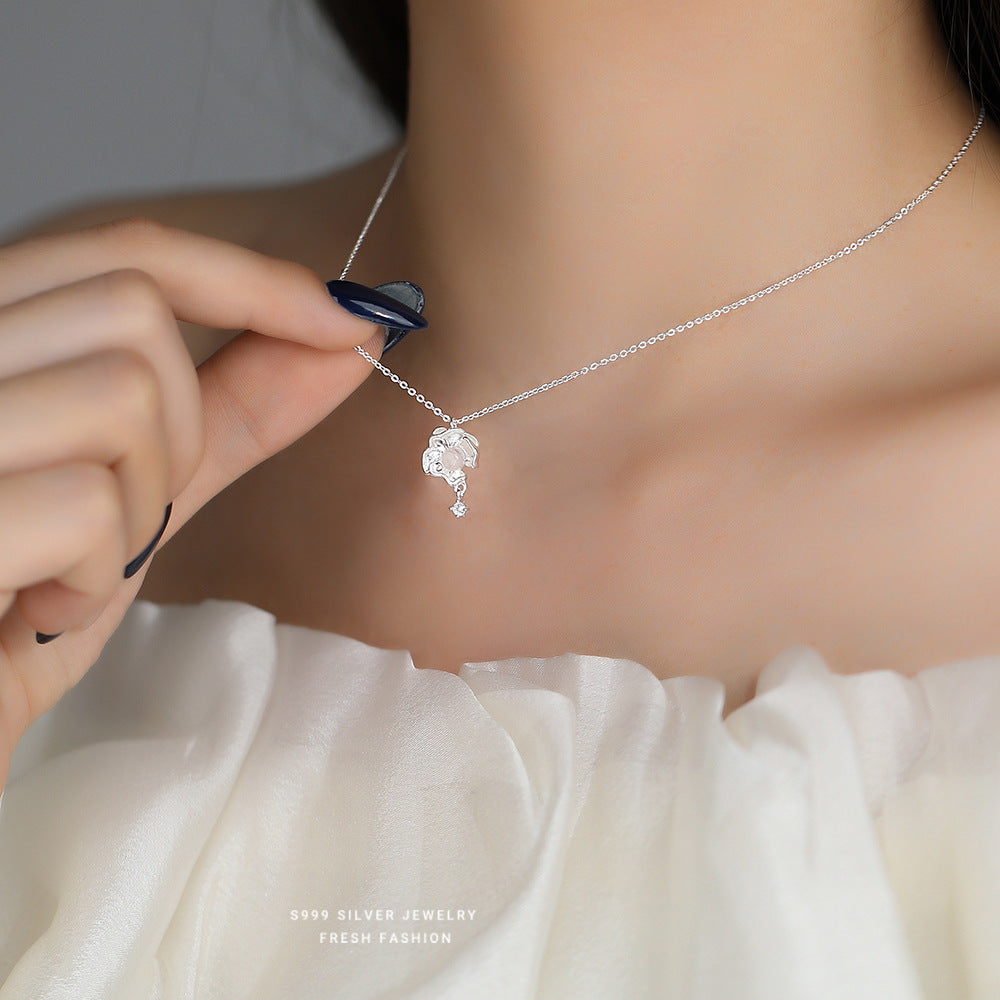 C廠 韓國韓版粉水晶花朵S999純銀項鍊 批發 折扣@洽客服 25.11.W1「A4540」