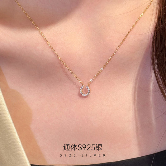 C廠 U形馬蹄S925純銀鍍14K金項鍊批發 折扣@洽客服 26.07.W4「NS3890」