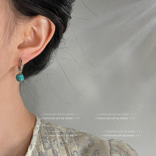 A2廠 日韓款個性不規則綠松石銀針耳環 批發 折扣@洽客服 25.12.W1「4307」