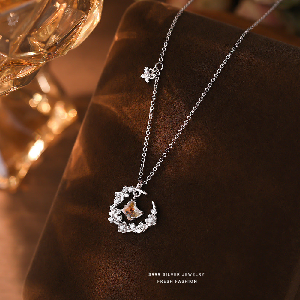 C廠 韓國韓版蝶戀花水晶S999純銀項鍊 批發 折扣@洽客服 25.11.W1「A4528」