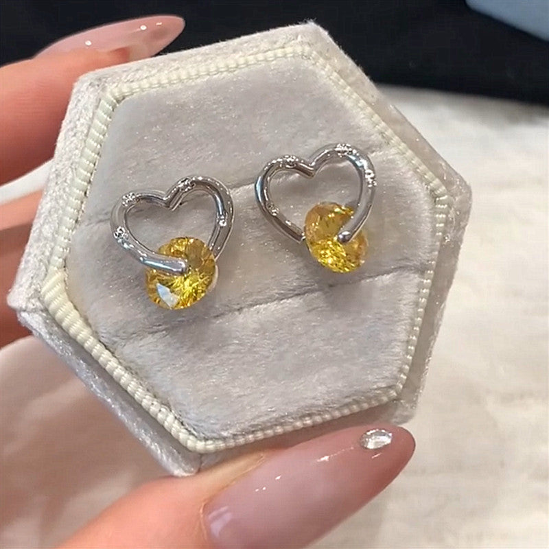A2廠 韓系圓形鋯石心型銀針耳環批發 折扣@洽客服 26.09.W4「HE35447」